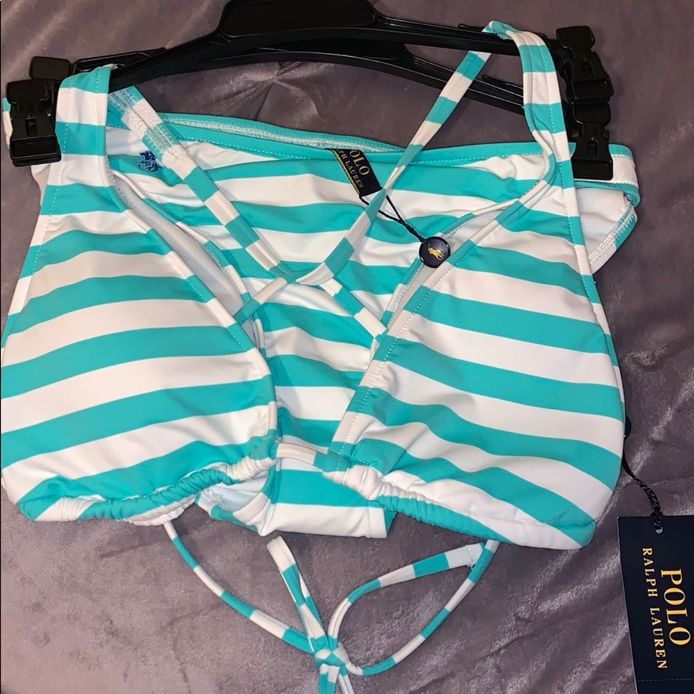 Blue striped bikini
